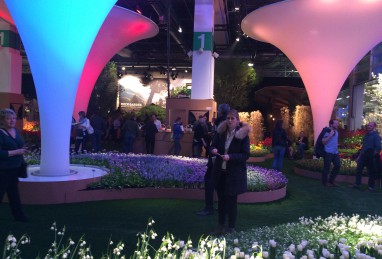 Stand Jardin Suisse an der Giardina 2016 mit Gemüsedegustation